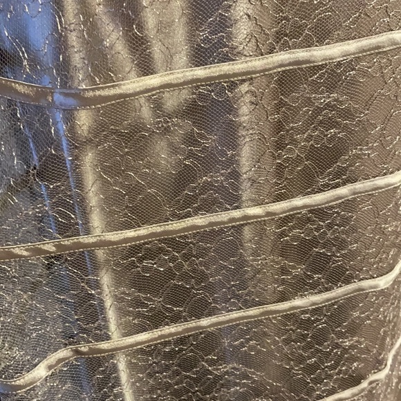 JS COLLECTION FORMAL / wedding LACE / SATIN OVERLAY LONG TANK DRESS  sz 10 TAUPE - Picture 3 of 16